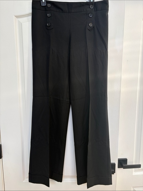 Express Pants - Express Black Wide-Leg Dress Pants with Button Waist Detail